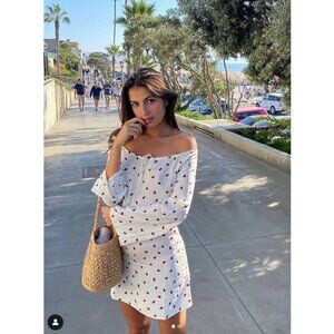 💕REALISATION PAR💕 Luna Dress ~ White Strawberry Print Small S NWT